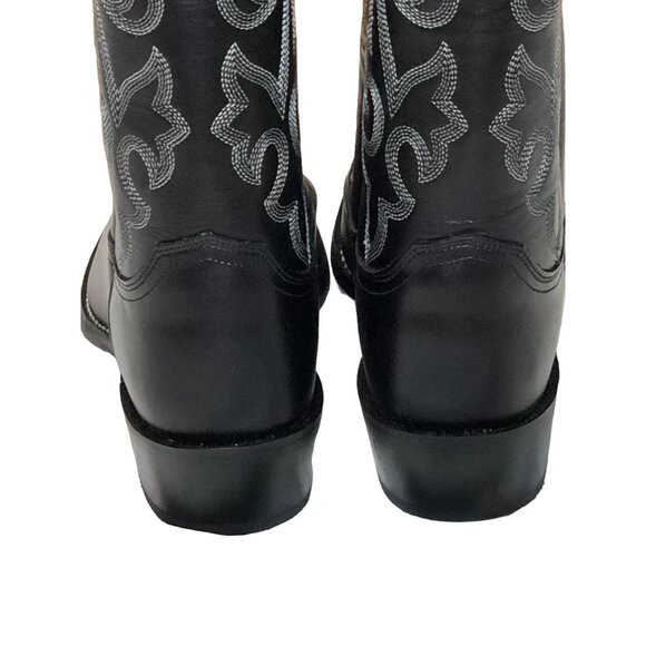 Justin 1409 Cowboy Boots Black Leather Buck Mens 7 1/2 B Western Pull On Rodeo main image 4
